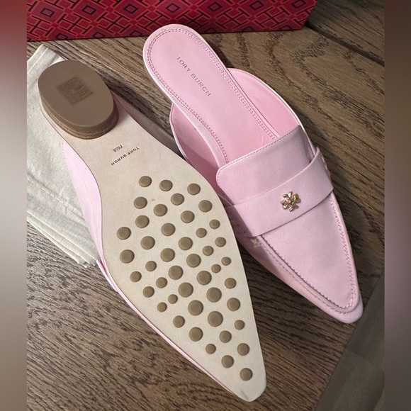 NWT! NEW! Tory Burch Pointed Backless Loafer Patent Leather Women US 7.5 Petunia - Picture 6 of 14